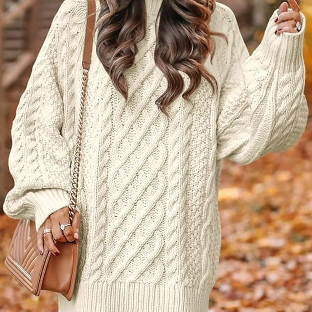 Long Sleeve Oversized Cable Knit Chunky Sweater